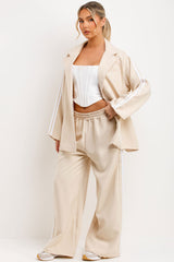 blazer and wide leg trousers set womens