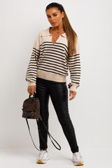 womens striped jumper with collar sale uk