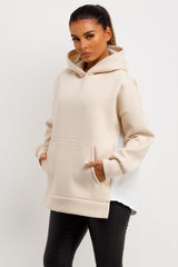 oversized hoodie with contrast back beige