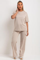 womens oversized t shirt and wide leg trousers co ord loungewear set