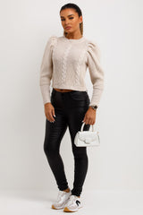 knitted jumper with puff shoulders
