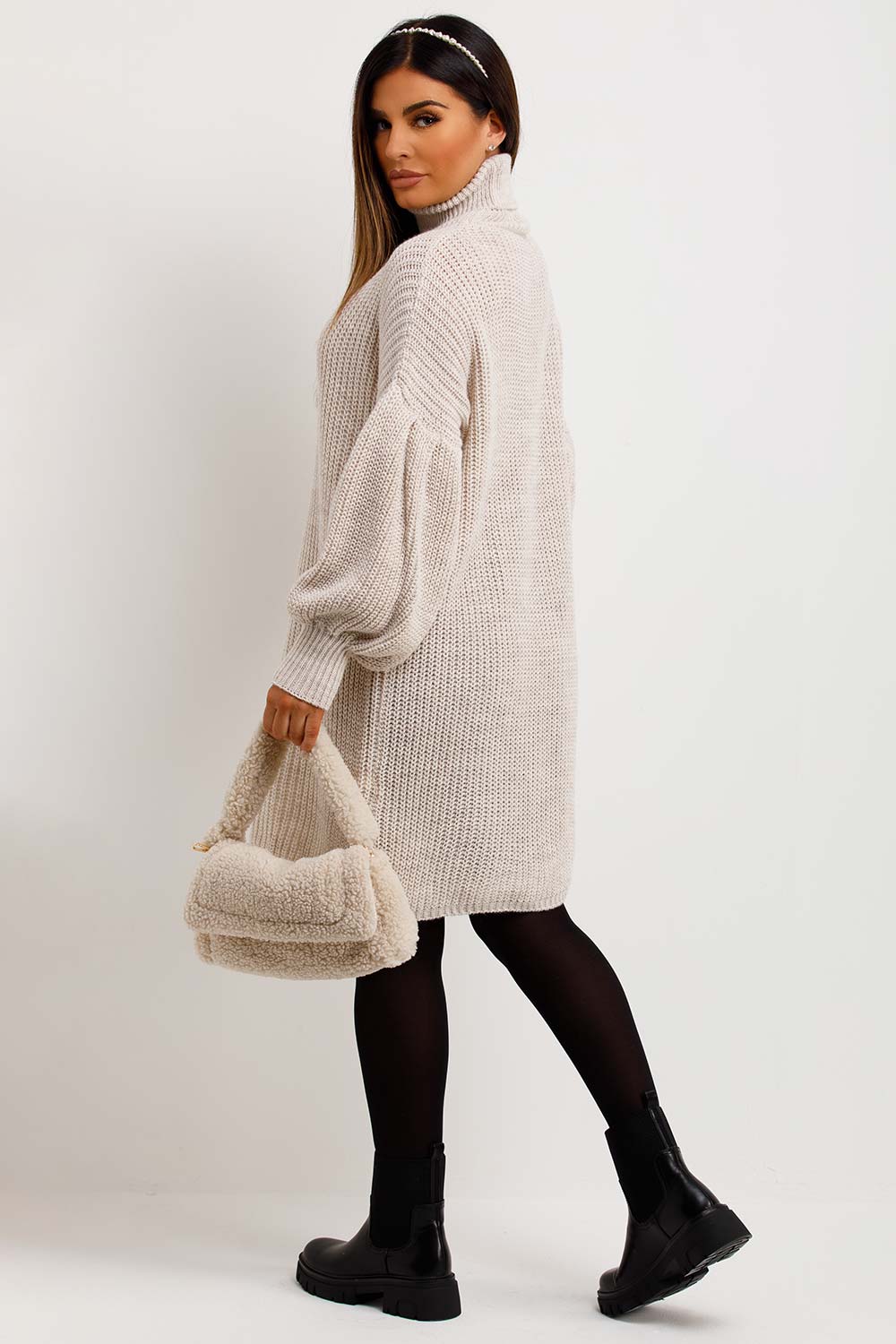 jumper dress with roll neck and long sleeves christmas outfit