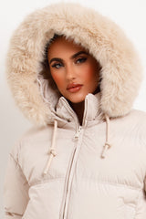 canada goose padded puffer jacket with fur hood womens