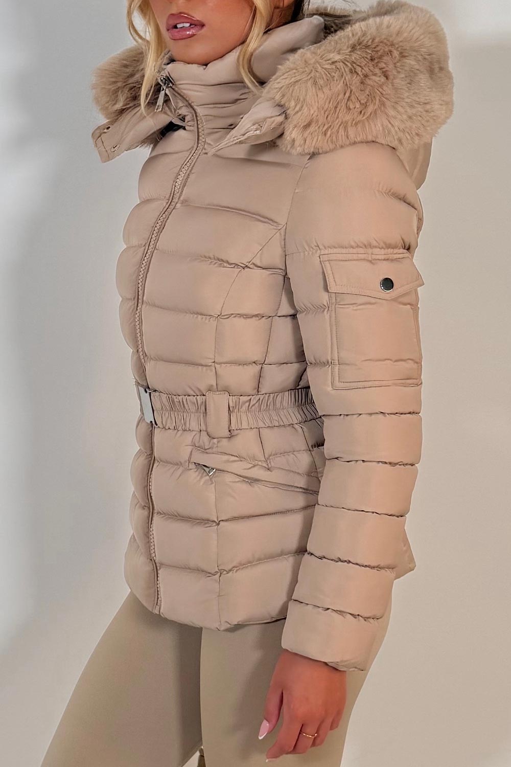 puffer padded faux fur hood winter jacket for womens styledup