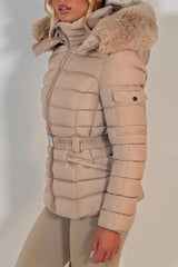 puffer padded faux fur hood winter jacket for womens styledup
