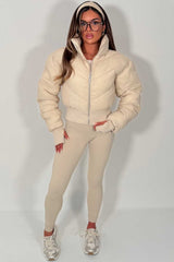 cropped padded puffer jacket for gym yoga pilates uk sale womens 