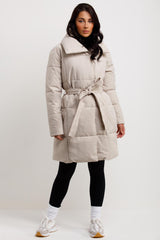 womens long duvet coat with belt