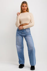 knitted jumper with long sleeves cropped