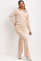 ribbed hoodie and trousers loungewear co ord womens tracksuit 