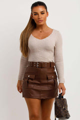 womens long sleeve ribbed jumper with v neckline