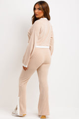 womens rib knit loungewear co ord set