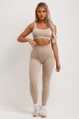 womens high waist leggings and crop top co ord set