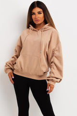 oversized hoodie with ruched gathered sleeves womens uk