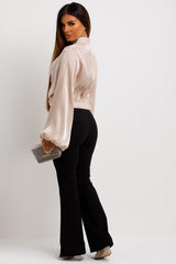 womens long sleeve twist front blouse going out christmas party outfit
