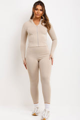 zip up sculpt sports jacket and leggings two piece set