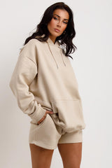 womens oversized hoodie and shorts co ord set loungewear 