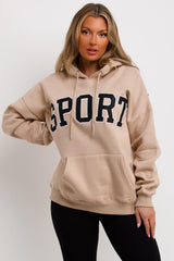 womens sport hoodie beige sweatshirt