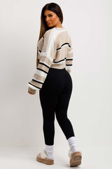 striped knitted jumper cropped womens knitwear