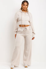 womens crop hoodie and trousers lounge set airport outfit styledup