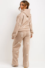 womens loungewear tracksuit with bubble crosses styled up