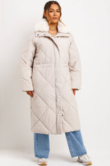 womens long winter coat with fur collar styledup