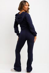 crop hoodie and bell bottom skinny flare trousers loungewear zara womens