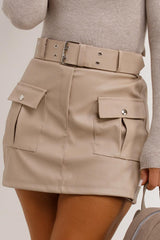 faux leather cargo skorts with belt going out outfit