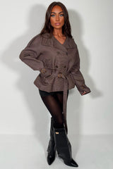 checkered cropped trench jacket for womens styledup uk
