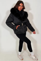 real fur hood puffer coat for winter womens styled up