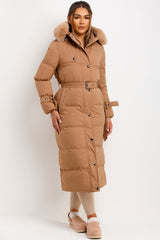 longline puffer coat with fur hood womens uk