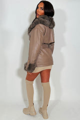 faux leather faux fur winter jacket for womens styledup