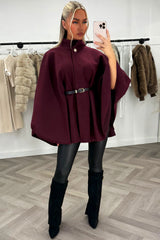 womens cape with belt and button fastening christmas day outfit styledup