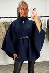 oversized cape with belt and button fastening styledup