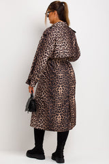 long leopard coat with belt for womens