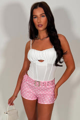 polka dot belted shorts low rise summer festival occasion outfit styledup white fox uk sale
