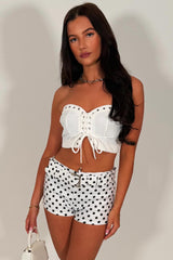 belted polka dot micro shorts going out festival outfit for women