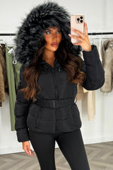 womens winter jacket with fur hood styled up sale 