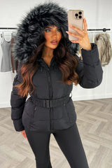 fur hood winter jacket for womens