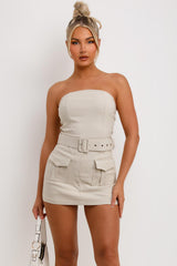 bardot skort dress with belt and pockets going out summer occasion outfit