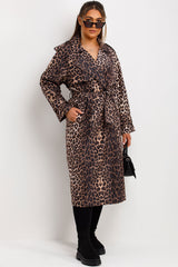 womens long trench coat animal print