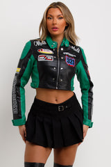 faux leather motocross racer jacket womens