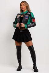 womens racer jacket in faux leather