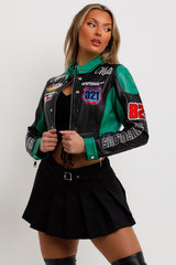 faux leather motocross racer jacket