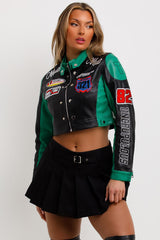 womens faux leather motocross racer jacket