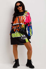 graphic t shirt dress with neon print