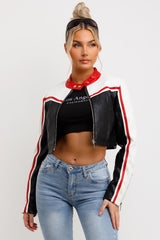 faux leather racer festival jacket womens