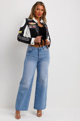 womens racer jacket cropped