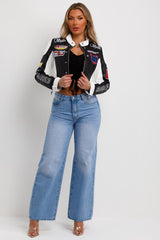 womens racer jacket in faux leather 