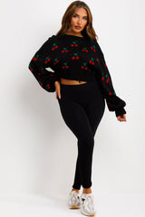 crop knitted jumper with cherry detail