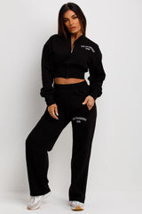 womens crop tracksuit with straight leg joggers san francisco embroidery